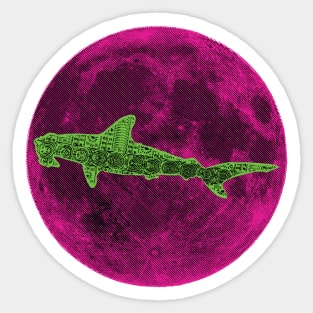 Bright Green Polynesian Pink Moon Hammerhead Shark Sticker